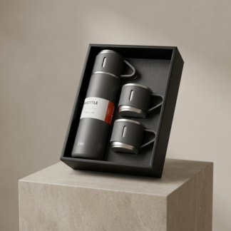 Stylish Vacuum Flask Set Grey - 12Hr Hot & Cold Thermos Bottle