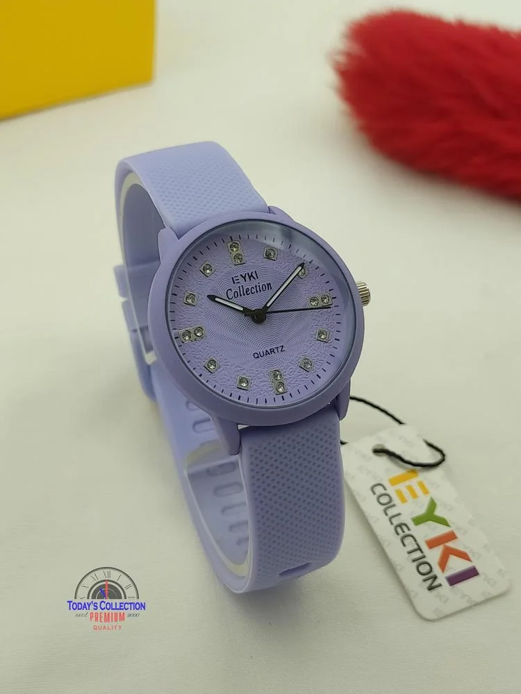 Premium Rubber Strap Watch Blue Sparkling Accents 6