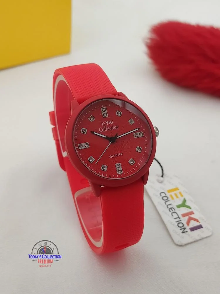 Premium Rubber Strap Watch Blue Sparkling Accents 7