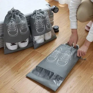 Travel Shoe Storage Bags Grey 5-Pack Odourless Breathable