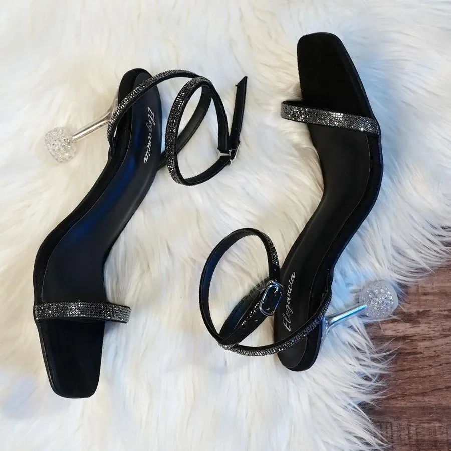 Women's Black Synthetic Leather Formal Heels Size 6-11 2
